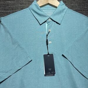 Maelreg Polo Shirt Mens Medium Blue Light Heather SS Performance 4 Way Stretch